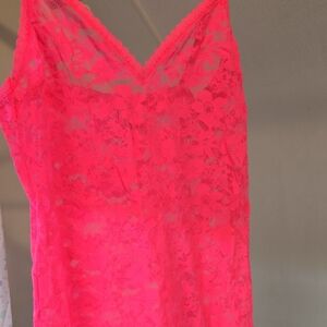 Victoria's Secret Bright Pink Lace Chemise